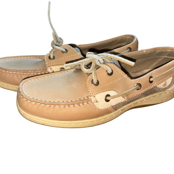 Sperry Women's Bluefish 2-Eye boat Shoes-Linen Oat/Beige-Leather-7M-GUC - Picture 2 of 8